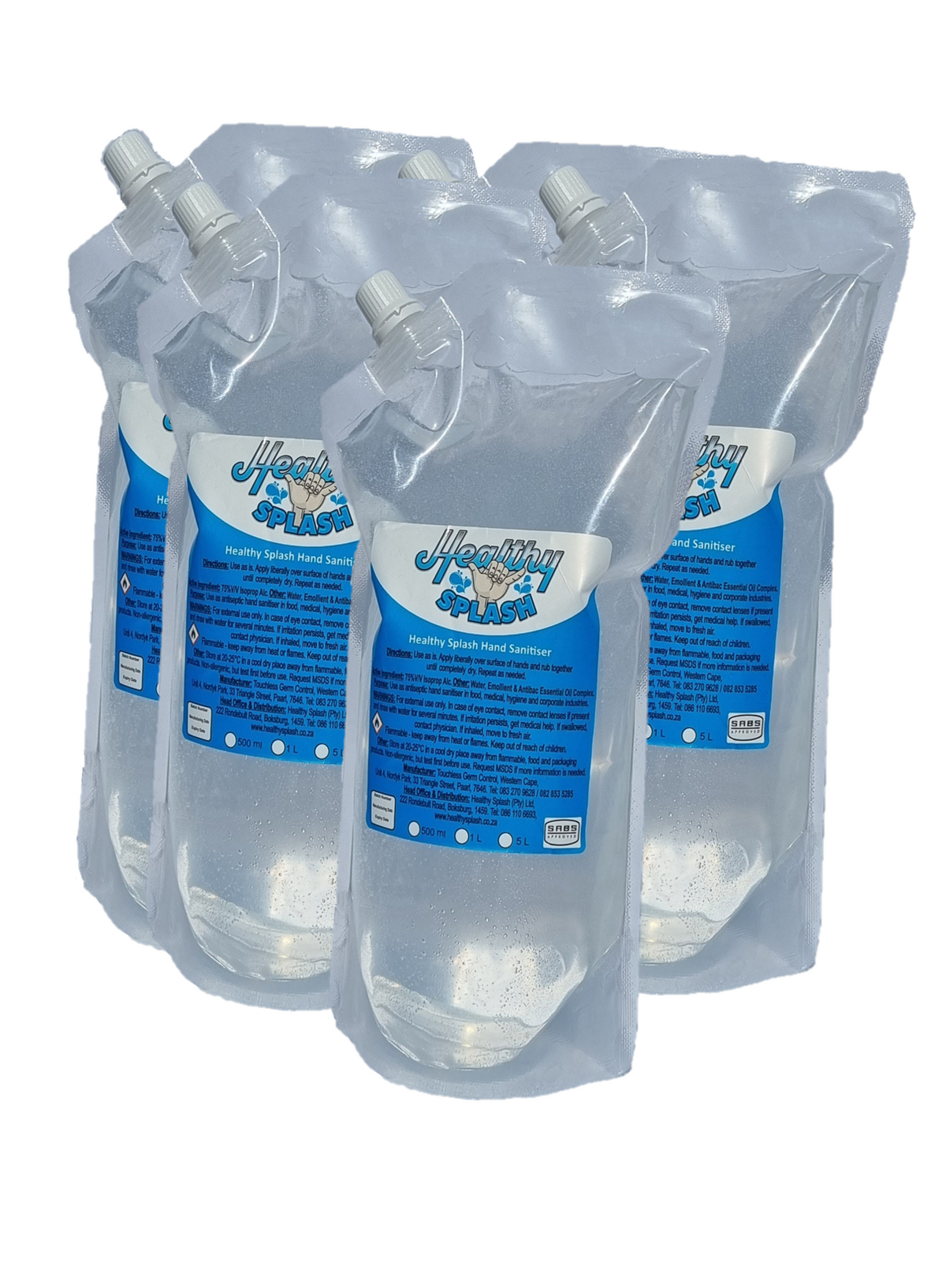 Five Healthy Splash 1 L hand-sanitiser pouches