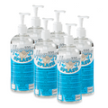 Six Healthy Splash 500 ml hand-sanitiser pump bottles