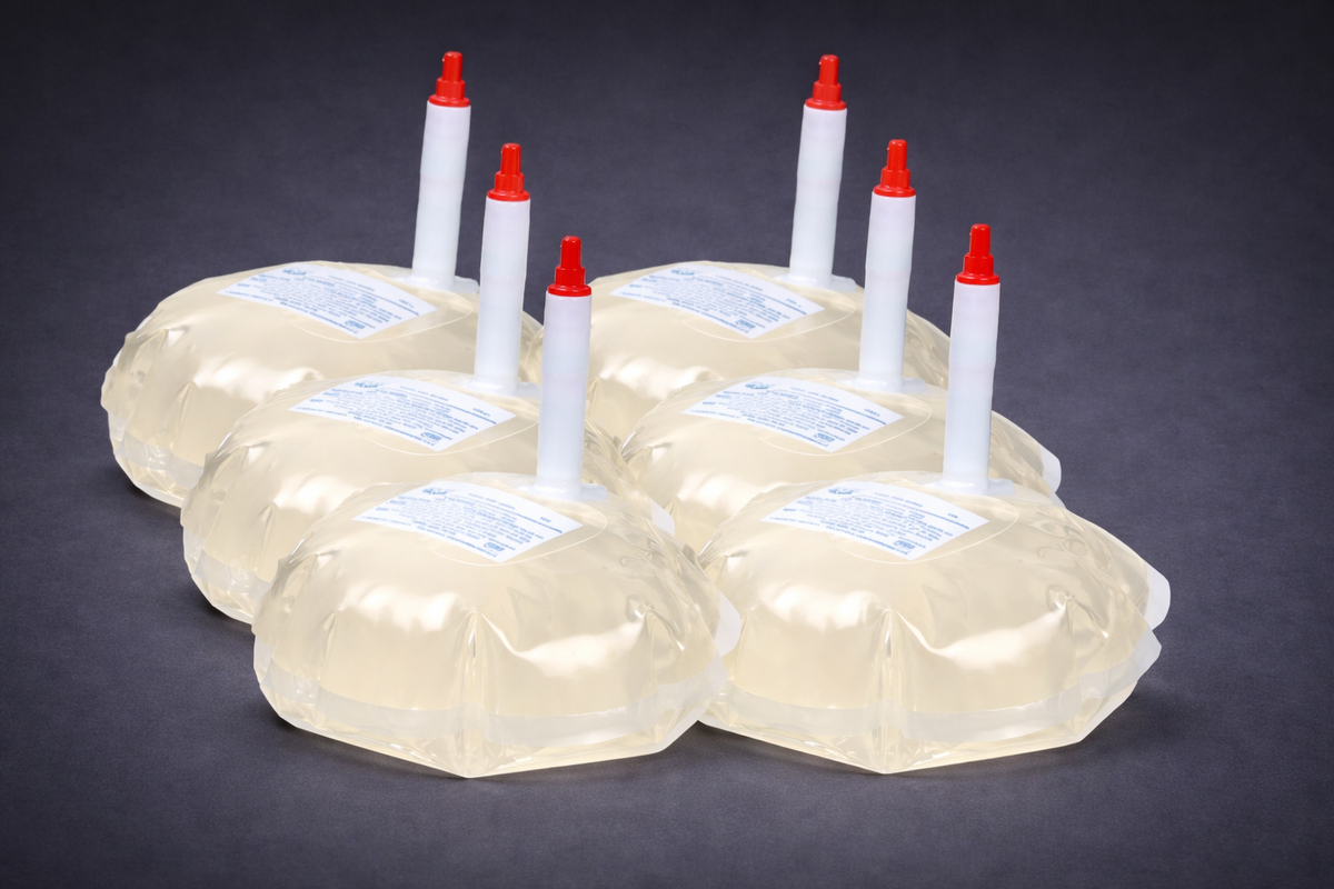Six long-pipe antibacterial soap refill bags for older Germstar dispensers