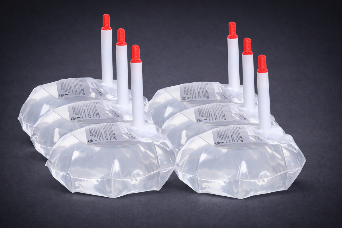 Six long-pipe hand-sanitiser refill bags for older Germstar dispensers