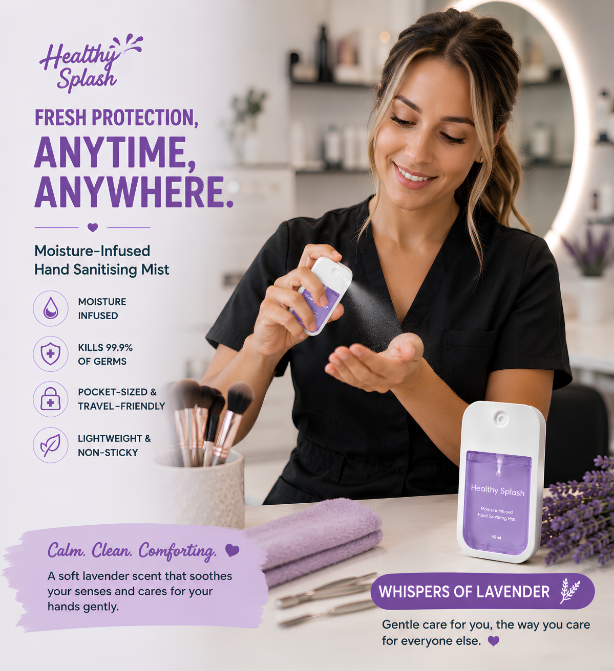 Whispers of Lavender Hand-Sanitising Mist – 45 ml
