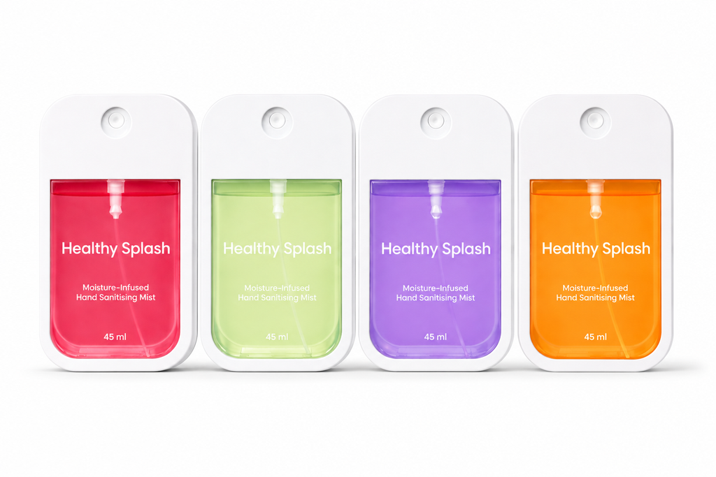Healthy Splash Signature Collection with four 45 ml hand-sanitising mists