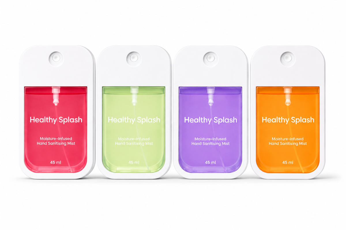 Healthy Splash Signature Collection with four 45 ml hand-sanitising mists