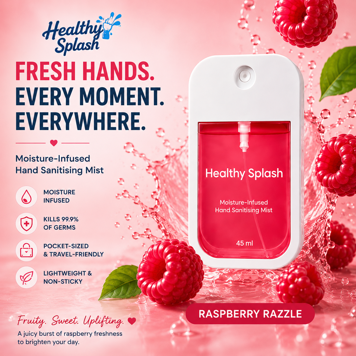 Raspberry Razzle Hand-Sanitising Mist – 45 ml