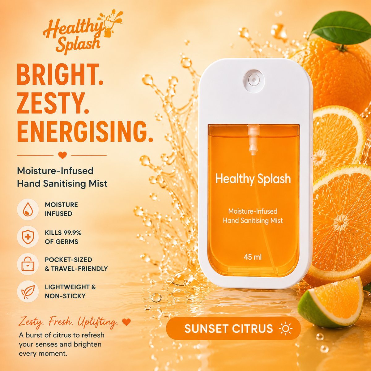 Sunset Citrus Hand-Sanitising Mist – 45 ml