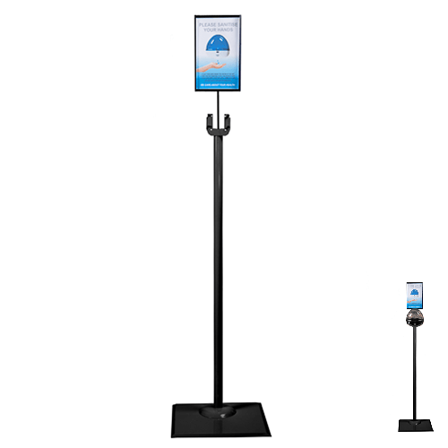 Black floor stand for a Healthy Splash touchless dispenser