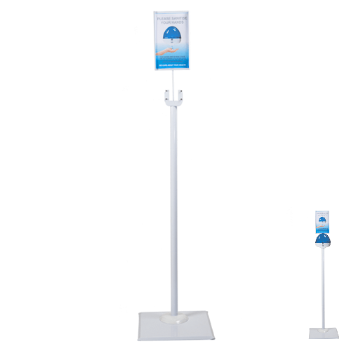 White floor stand for a Healthy Splash touchless dispenser